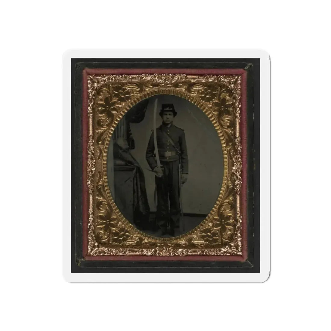 Unidentified Soldier In Union Uniform And Shoulder Scales With Sword (U.S. Civil War) Refrigerator Magnet 5 Inch Die-Cut - The Sticker Space