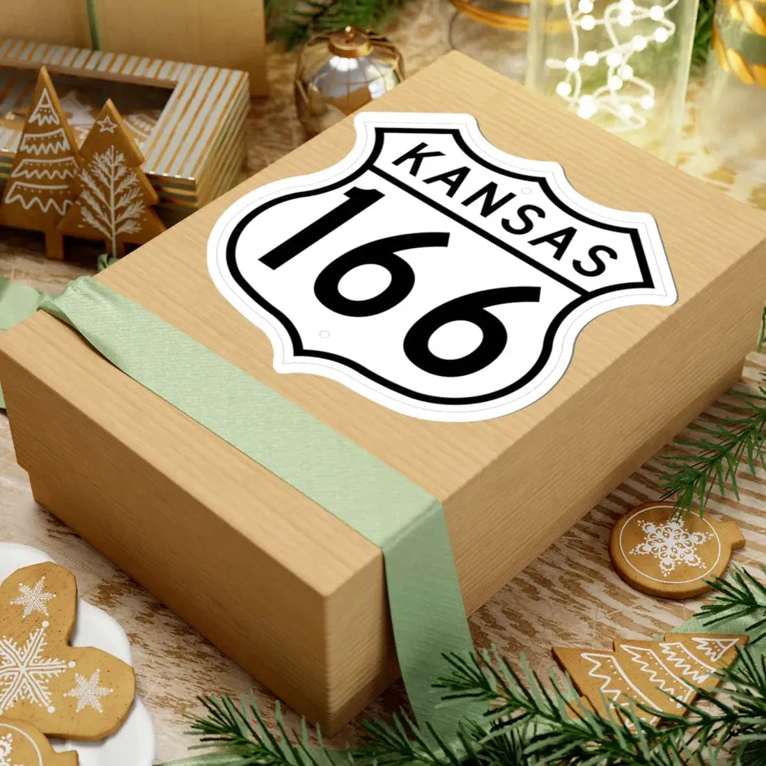 US 166 Kansas 1962 (Kansas) (Road Sign) STICKER Vinyl Kiss-Cut Decal - The Sticker Space