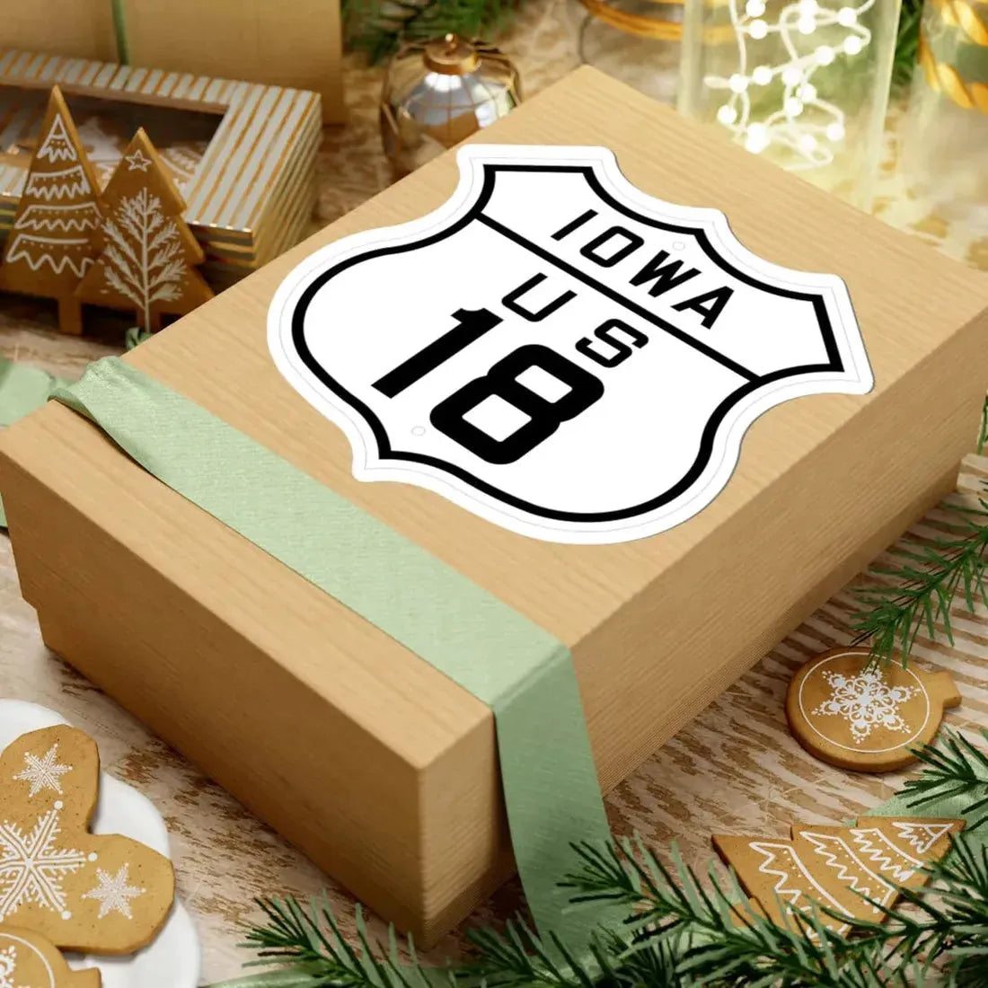 US 18 Iowa 1926 (Iowa) (Road Sign) STICKER Vinyl Kiss-Cut Decal - The Sticker Space