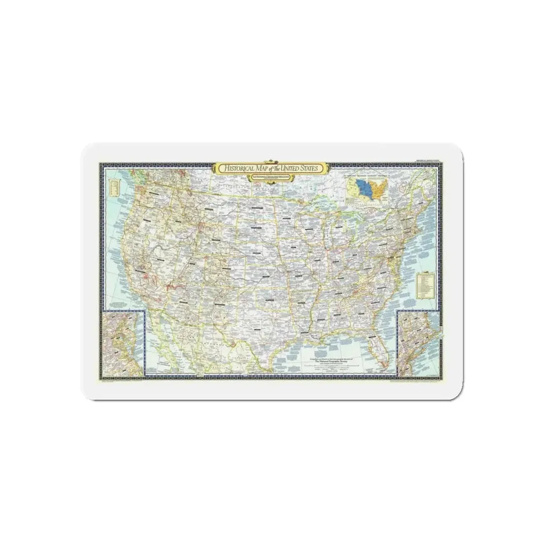 USA - An Historical Map (1953) (Map) Refrigerator Magnet 5 Inch - The Sticker Space