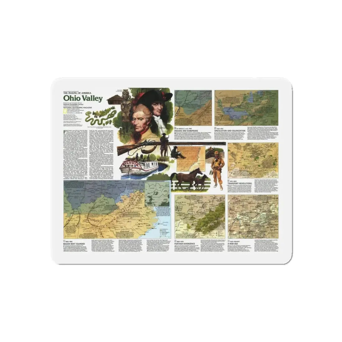 USA - Ohio Valley 2 (1985) (Map) Refrigerator Magnet 5 Inch - The Sticker Space