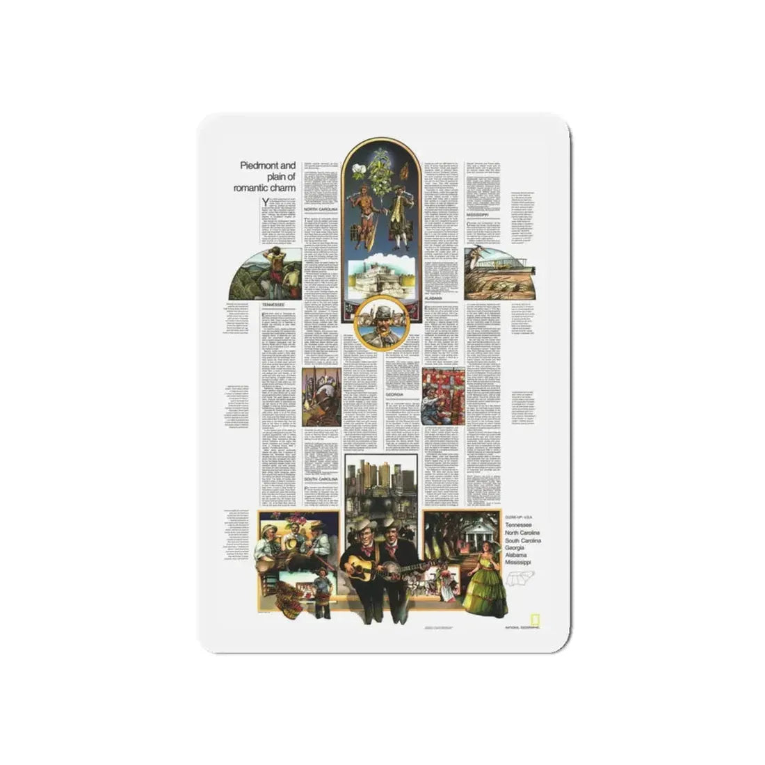 USA - Southeast 2 (1975) (Map) Refrigerator Magnet 5 Inch - The Sticker Space