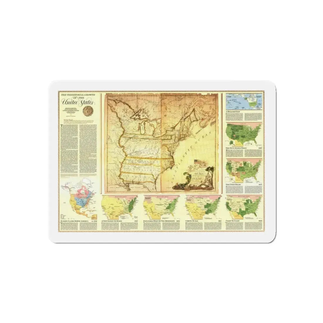 USA - Territorial Growth (1987) (Map) Refrigerator Magnet 5 Inch - The Sticker Space
