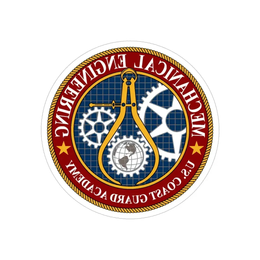 USCG Acad Mech Engineering (U.S. Coast Guard) REVERSE PRINT Transparent Die-Cut STICKER 5 Inch Die-Cut Transparent - The Sticker Space