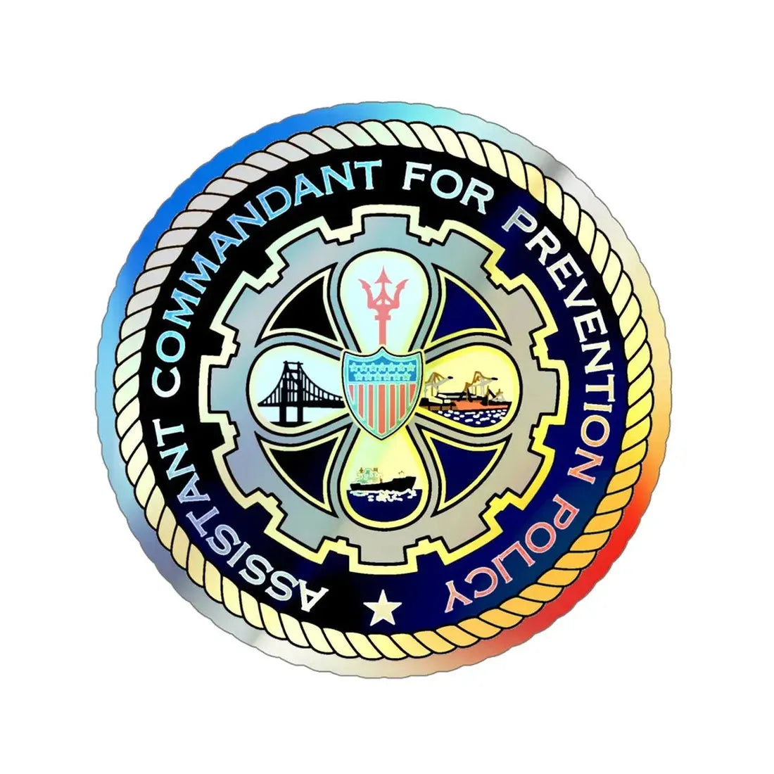 USCG Assistant Commandant for Prevention Policy (U.S. Coast Guard) Holographic STICKER Die-Cut Vinyl Decal 5 Inch Holographic - The Sticker Space
