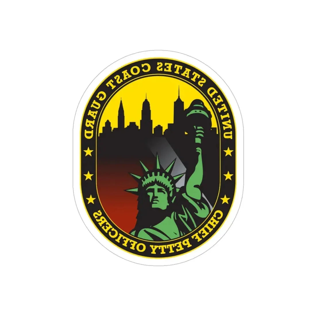 USCG Chief Petty Officer CPO (U.S. Coast Guard) REVERSE PRINT Transparent Die-Cut STICKER 5 Inch Die-Cut Transparent - The Sticker Space