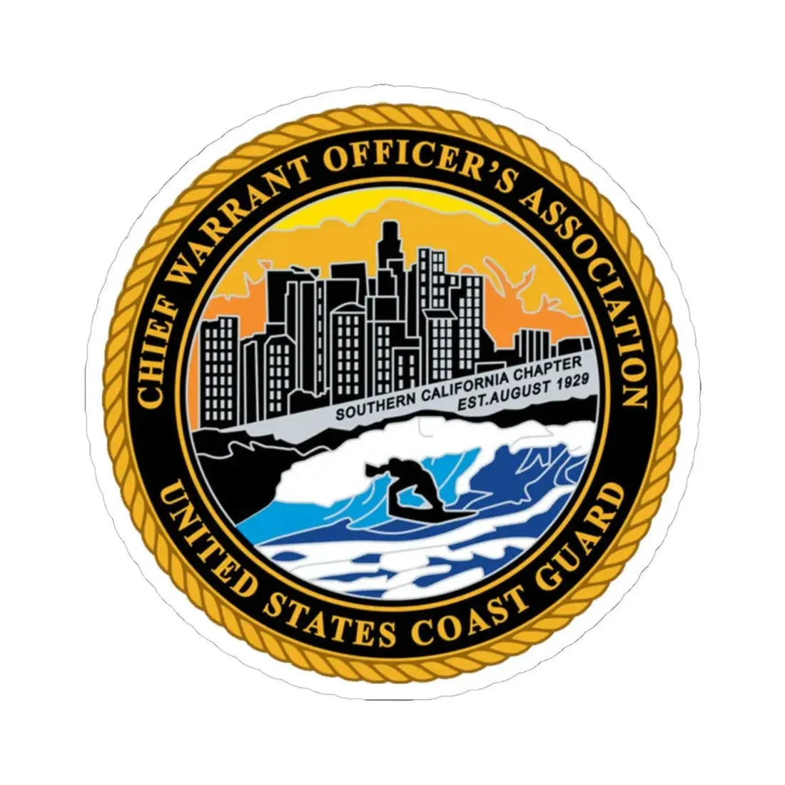 USCG CWO Assoc Surfer (U.S. Coast Guard) STICKER Vinyl Kiss-Cut Decal 6 Inch White - The Sticker Space