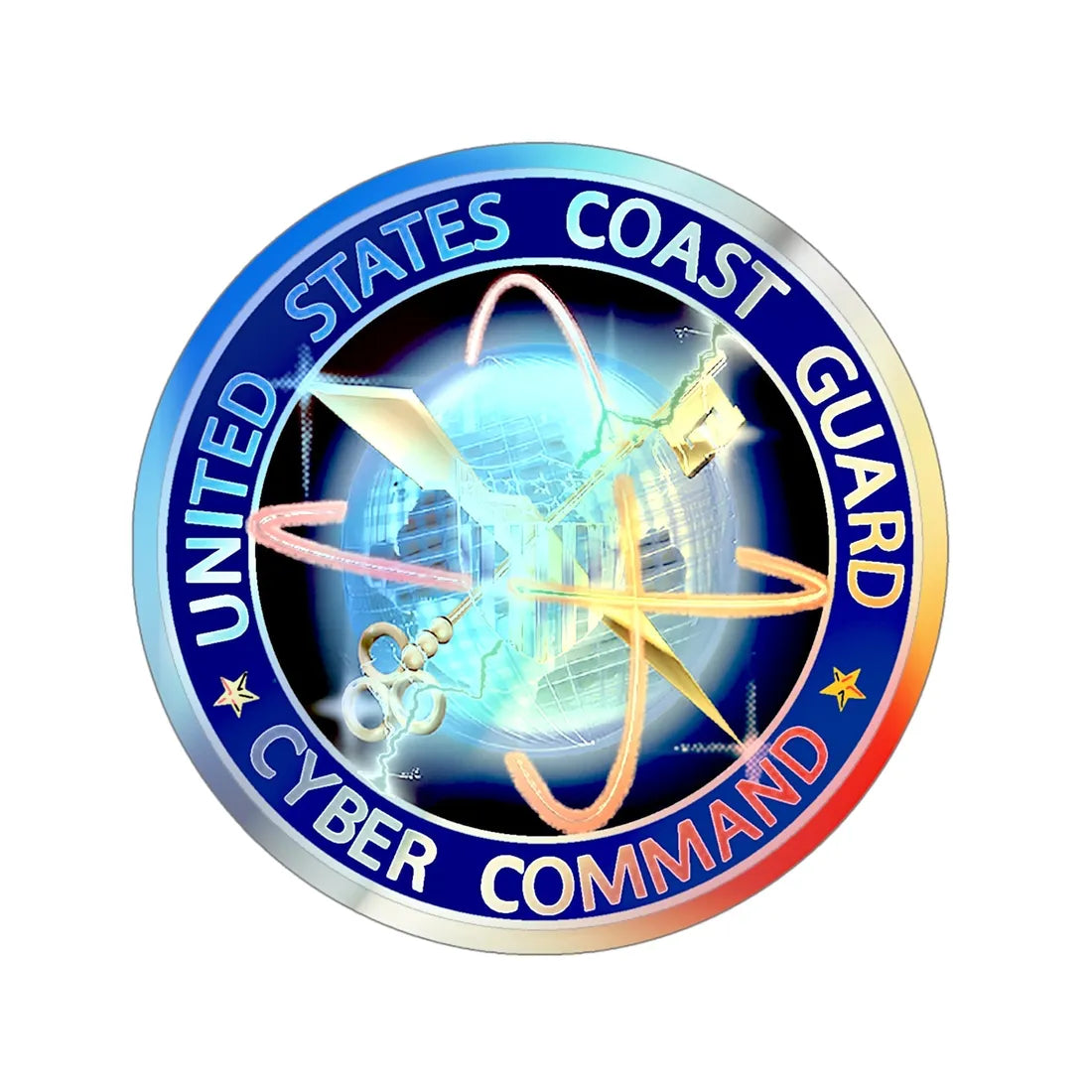 USCG Cyber Command (U.S. Coast Guard) Holographic STICKER Die-Cut Vinyl Decal 5 Inch Holographic - The Sticker Space