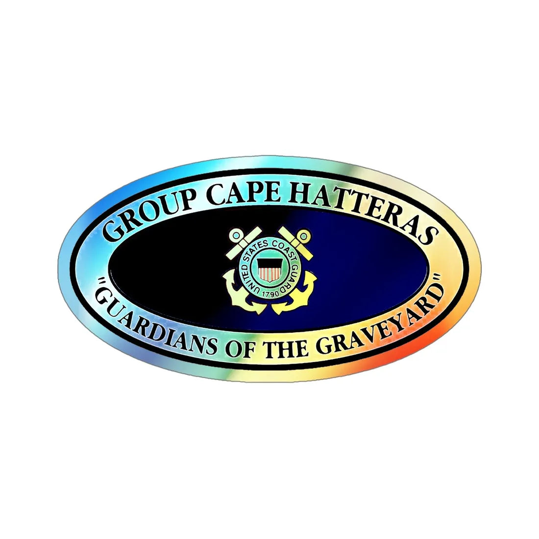 USCG Group Cape Hatteras VINT (U.S. Coast Guard) Holographic STICKER Die-Cut Vinyl Decal 5 Inch Holographic - The Sticker Space