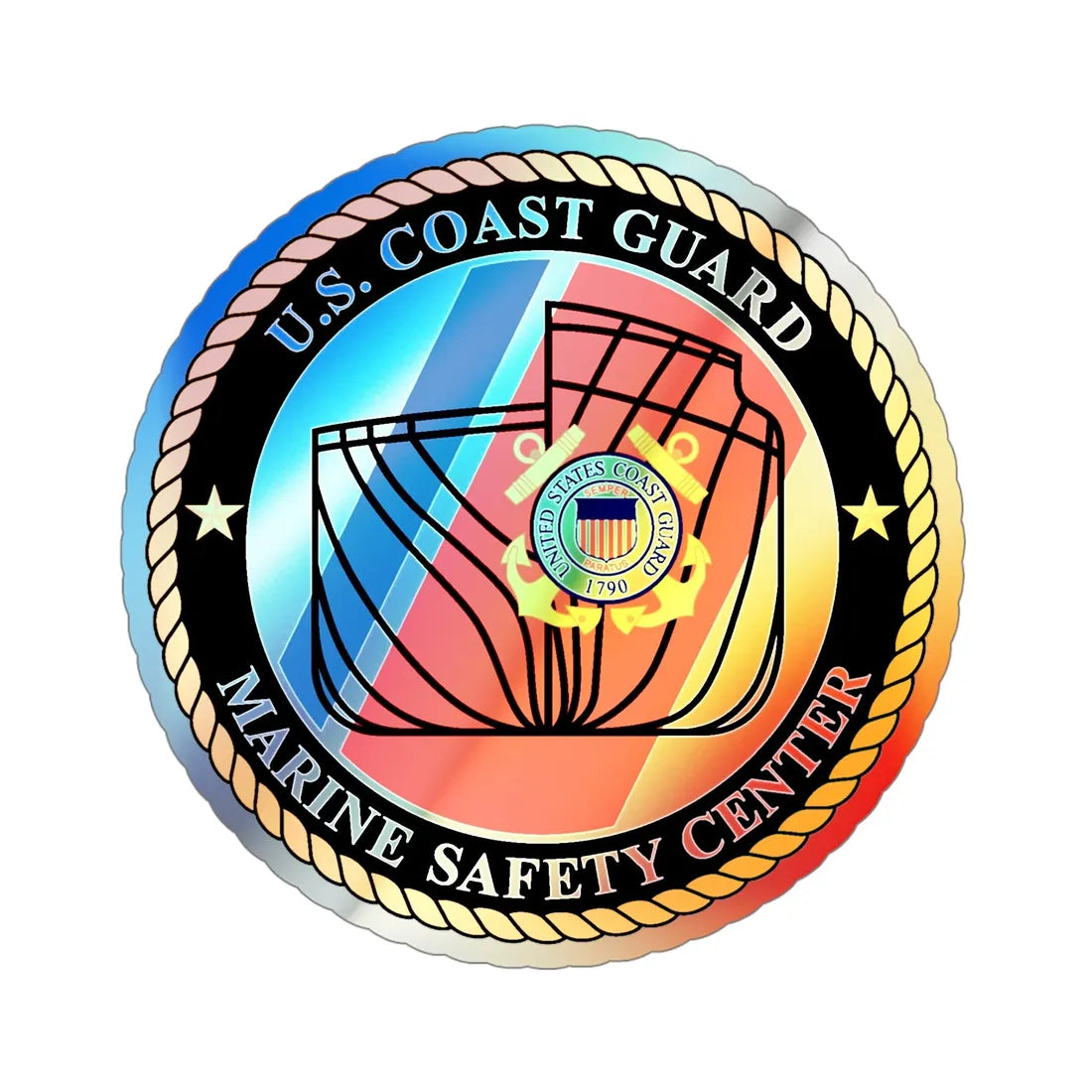 USCG MARINE SAFETY CENTER (U.S. Coast Guard) Holographic STICKER Die-Cut Vinyl Decal 5 Inch Holographic - The Sticker Space