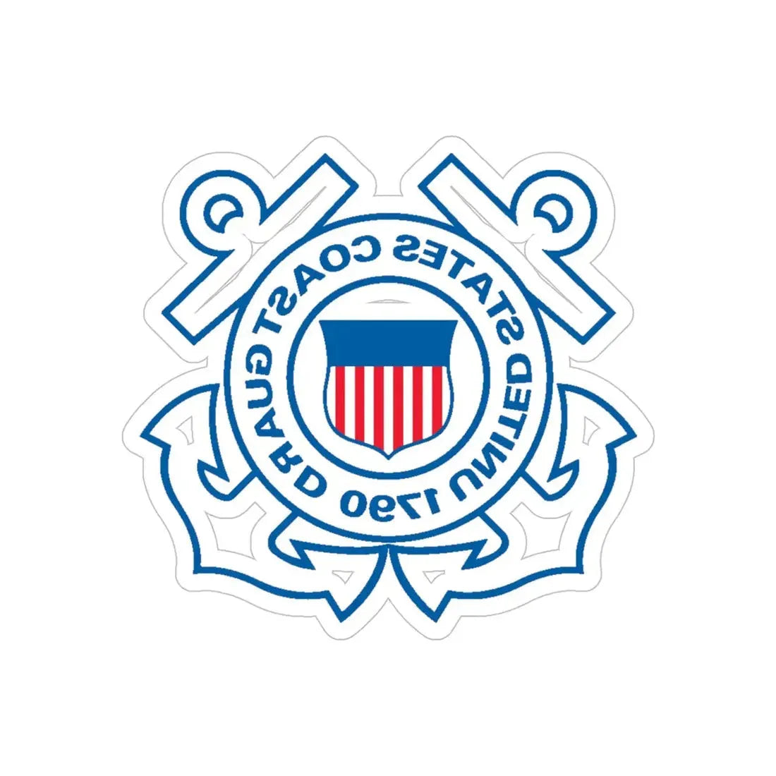 USCG Official Emblem (U.S. Coast Guard) REVERSE PRINT Transparent Die-Cut STICKER 5 Inch Die-Cut Transparent - The Sticker Space