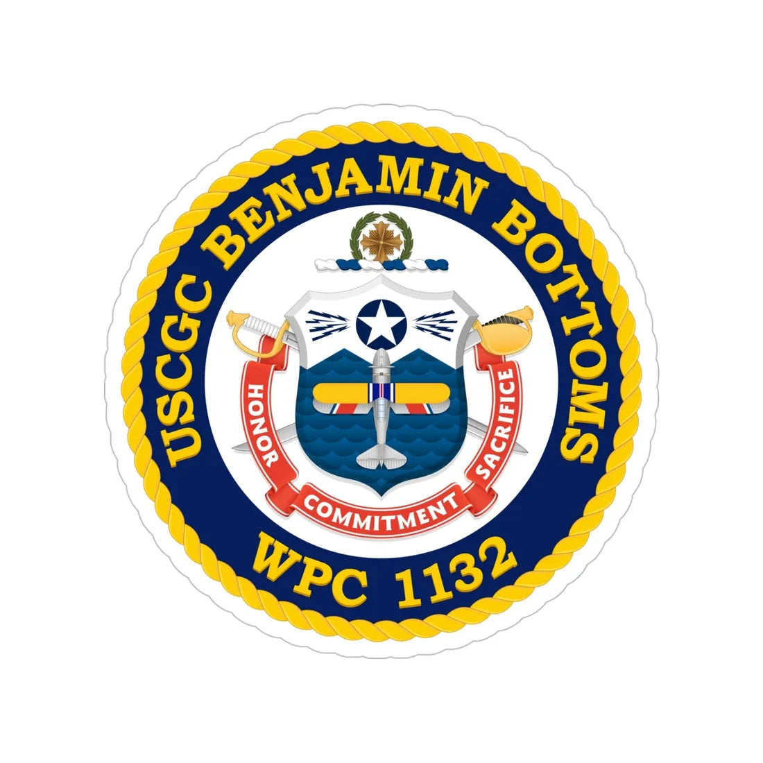 USCGC Benjamin Bottoms WPC 1132 (U.S. Coast Guard) Transparent STICKER Die-Cut Vinyl Decal 5 Inch - The Sticker Space