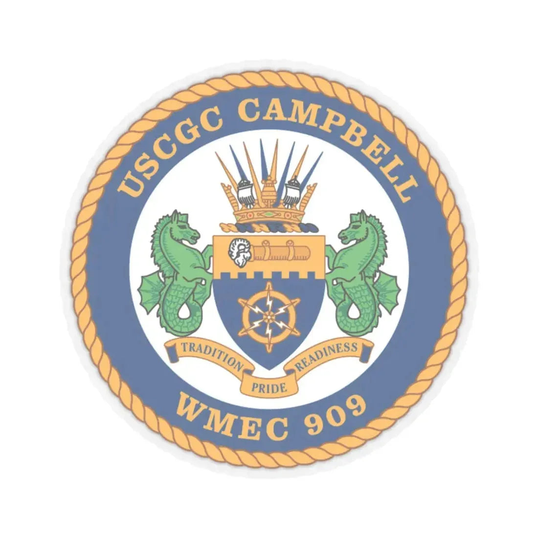 USCGC Campbell WMEC 909 (U.S. Coast Guard) STICKER Vinyl Kiss-Cut Decal 3 Inch Transparent - The Sticker Space