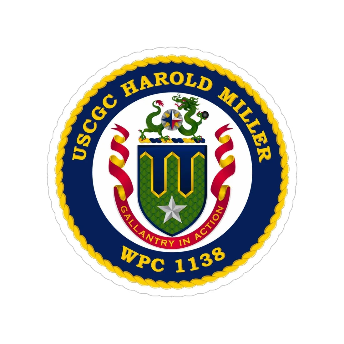 USCGC Harold Miller WPC 1138 (U.S. Coast Guard) Transparent STICKER Die-Cut Vinyl Decal 5 Inch - The Sticker Space