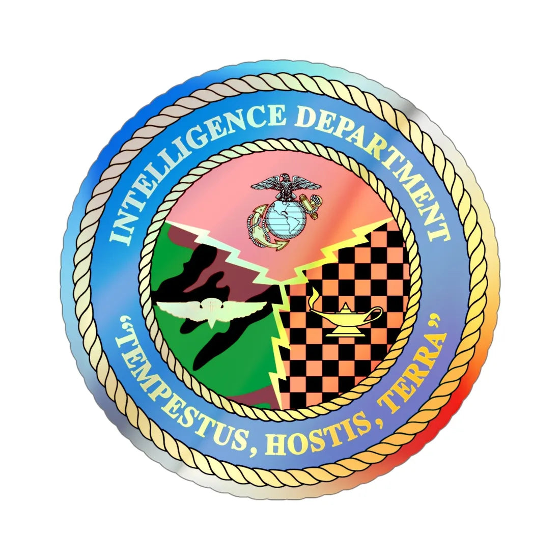 USMC Intell Dept (USMC) Holographic STICKER Die-Cut Vinyl Decal 5 Inch Holographic - The Sticker Space