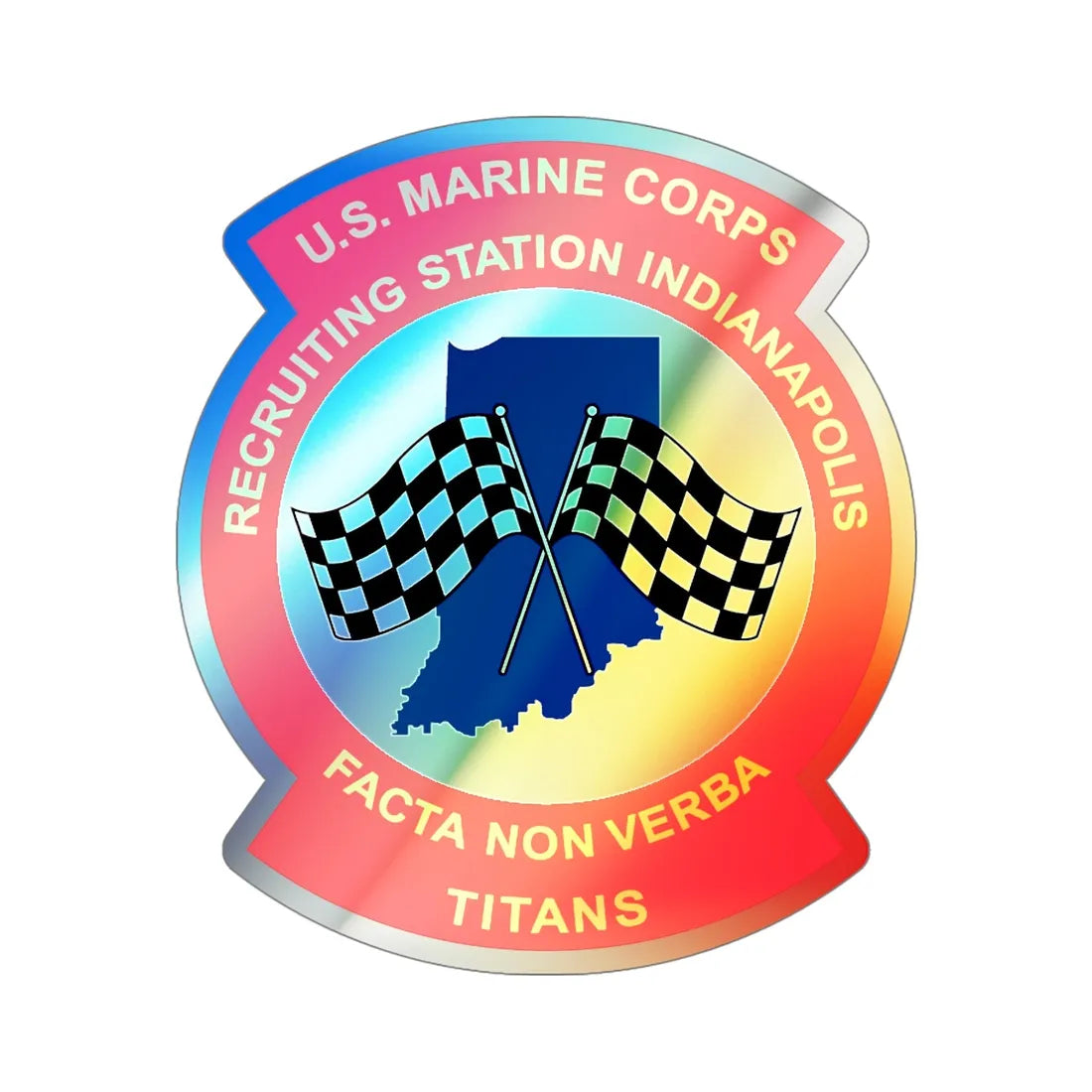 USMC Recruiting Station Indianapolis (USMC) Holographic STICKER Die-Cut Vinyl Decal 5 Inch Holographic - The Sticker Space