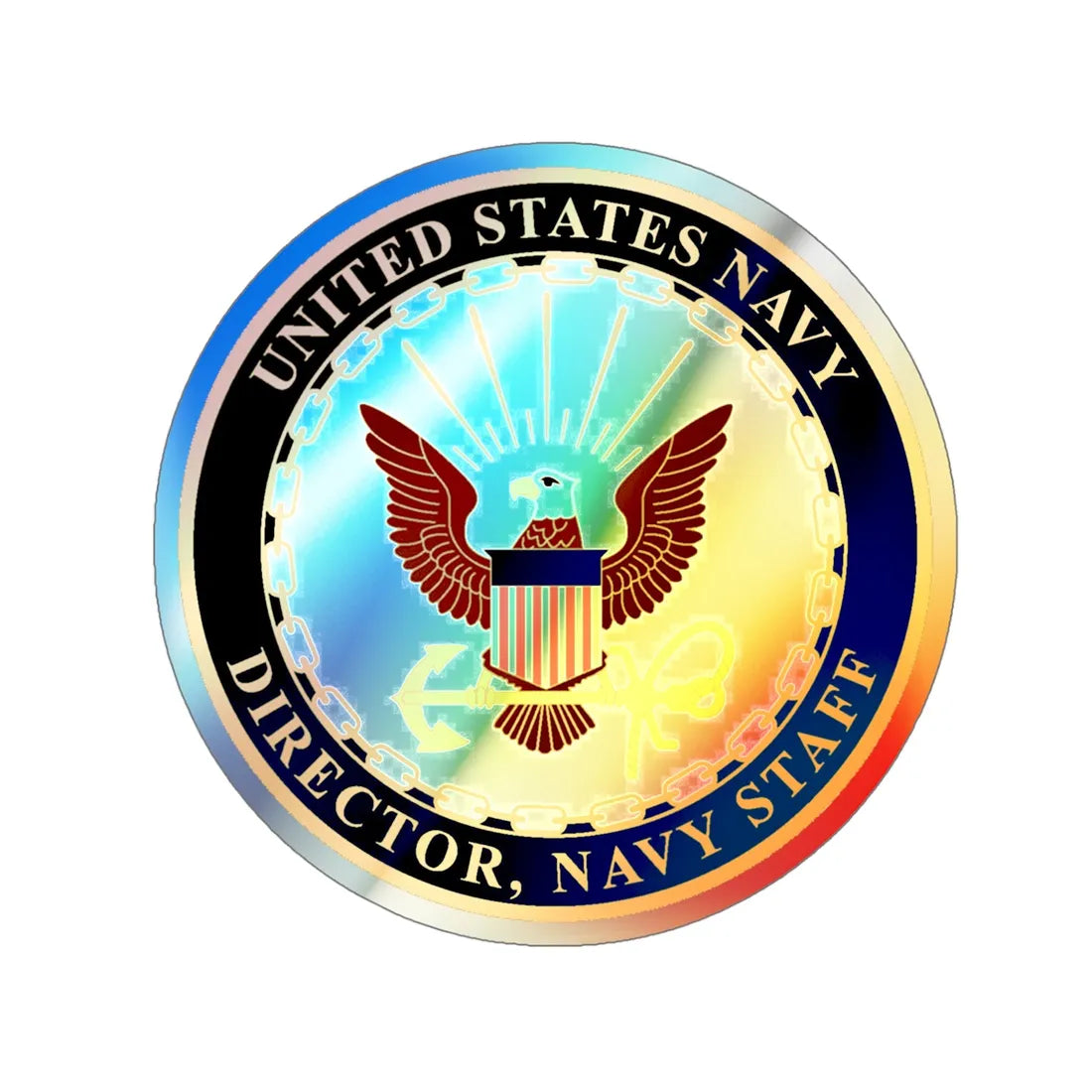 USN DIR NAVY STAFF (U.S. Navy) Holographic STICKER Die-Cut Vinyl Decal 5 Inch Holographic - The Sticker Space