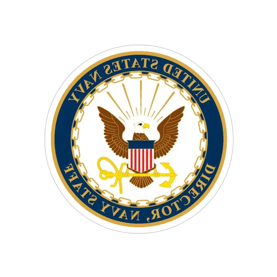 USN DIR NAVY STAFF (U.S. Navy) REVERSE PRINT Transparent Die-Cut STICKER 5 Inch Die-Cut Transparent - The Sticker Space