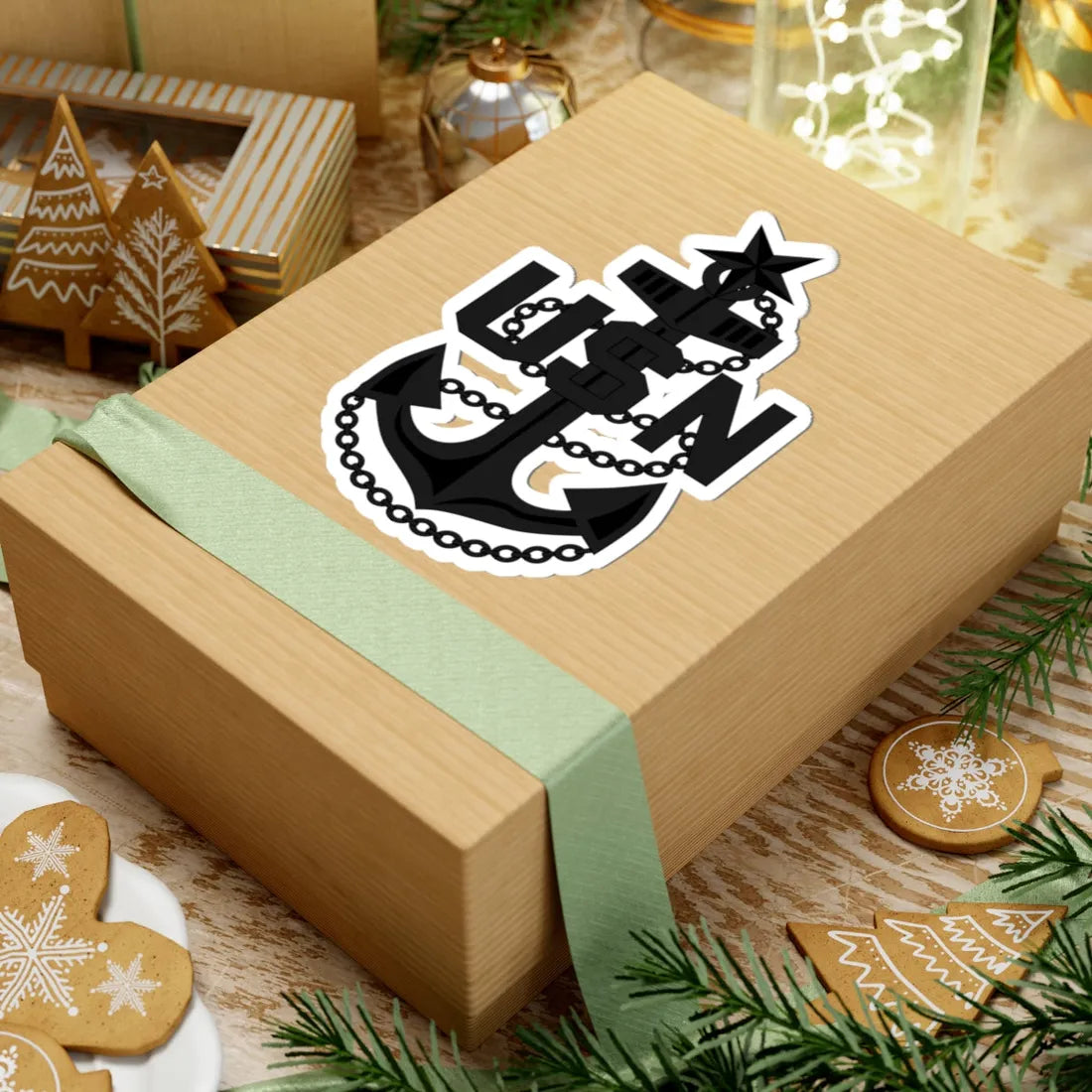 USN SCPO cap badge subdued (United States) (Military Rank) STICKER Vinyl Kiss-Cut Decal - The Sticker Space