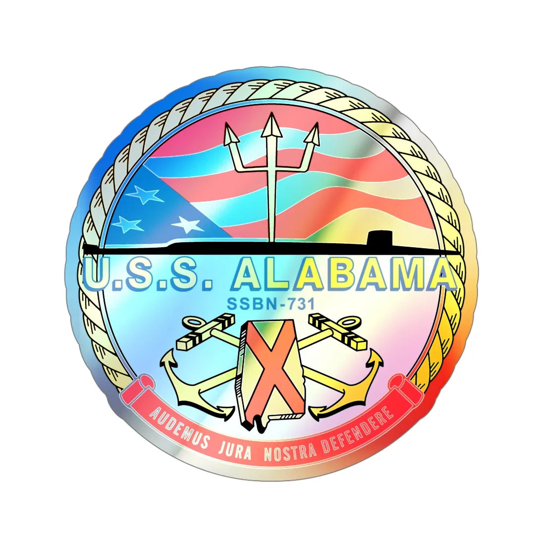 USS Alabama (U.S. Navy) Holographic STICKER Die-Cut Vinyl Decal 5 Inch Holographic - The Sticker Space