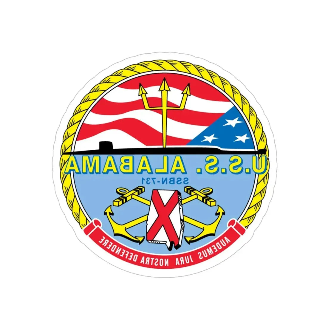 USS Alabama (U.S. Navy) REVERSE PRINT Transparent Die-Cut STICKER 5 Inch Die-Cut Transparent - The Sticker Space