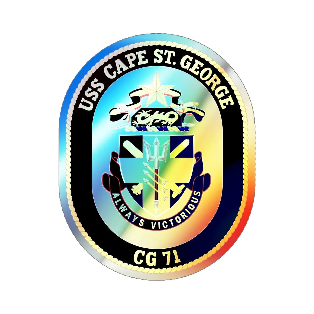 USS Cape St George CG 71 (U.S. Navy) Holographic STICKER Die-Cut Vinyl Decal 5 Inch Holographic - The Sticker Space