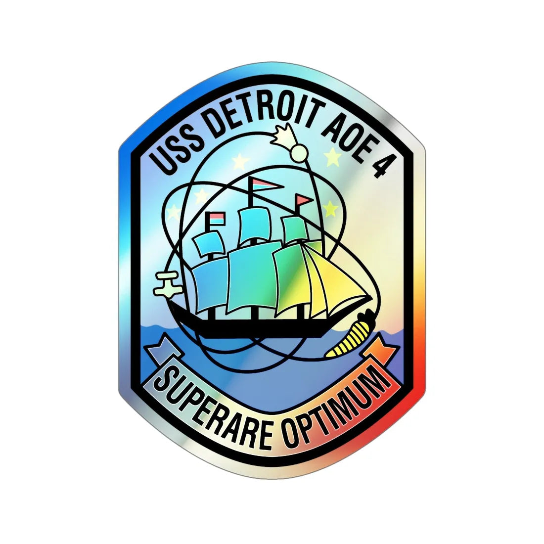 USS Detroit AOE 4 (U.S. Navy) Holographic STICKER Die-Cut Vinyl Decal 5 Inch Holographic - The Sticker Space