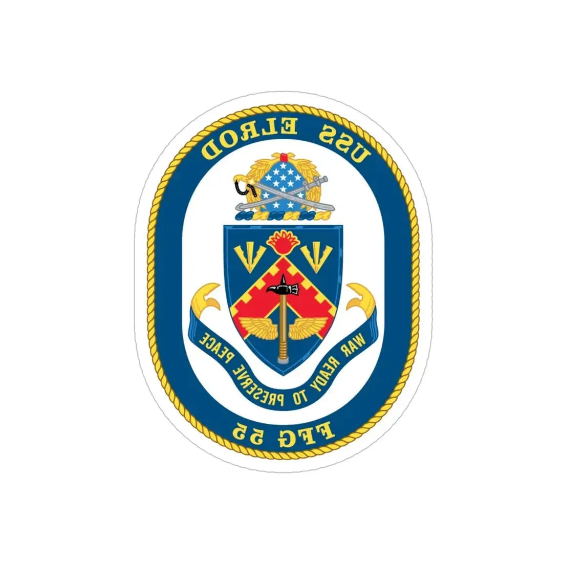 USS Elrod FFG 55 (U.S. Navy) REVERSE PRINT Transparent Die-Cut STICKER 5 Inch Die-Cut Transparent - The Sticker Space