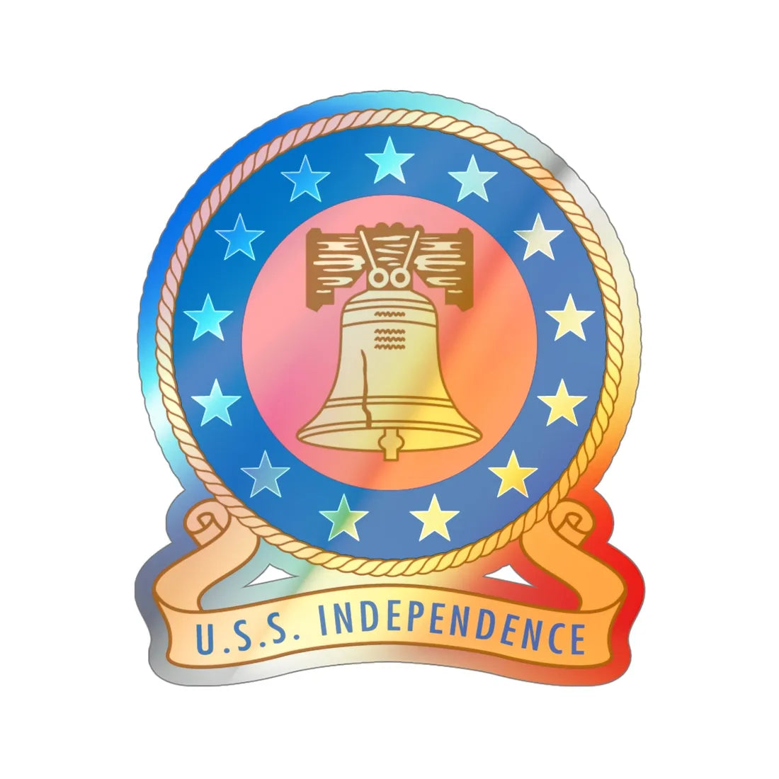 USS Independence (U.S. Navy) Holographic STICKER Die-Cut Vinyl Decal 5 Inch Holographic - The Sticker Space