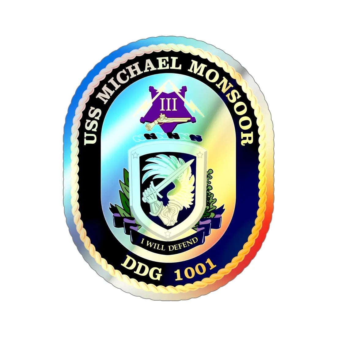USS Michael Monsoor DDG 1001 (U.S. Navy) Holographic STICKER Die-Cut Vinyl Decal 5 Inch Holographic - The Sticker Space