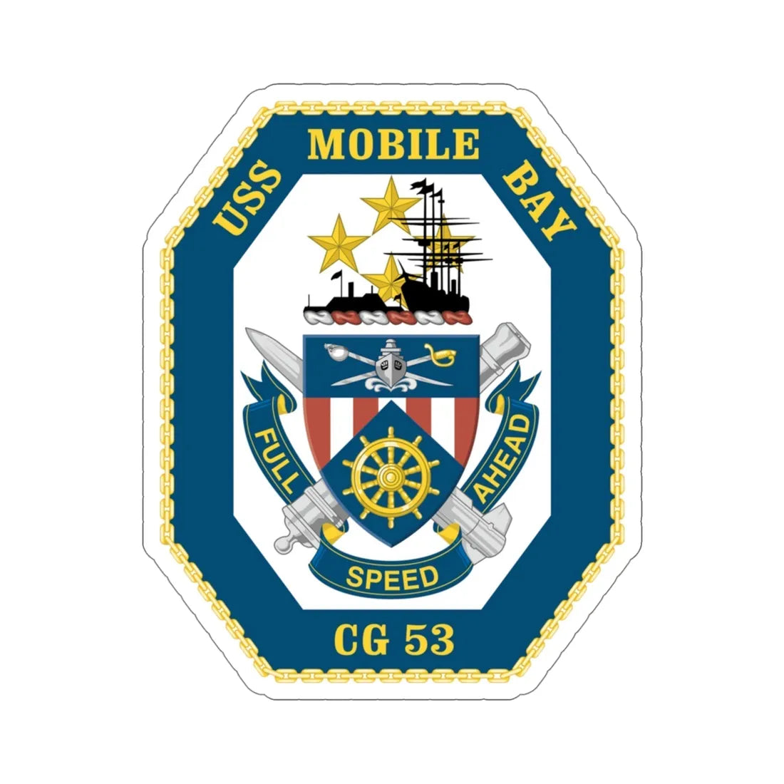 USS Mobile Bay CG 53 Crest (U.S. Navy) STICKER Vinyl Die-Cut Decal 5 Inch - The Sticker Space