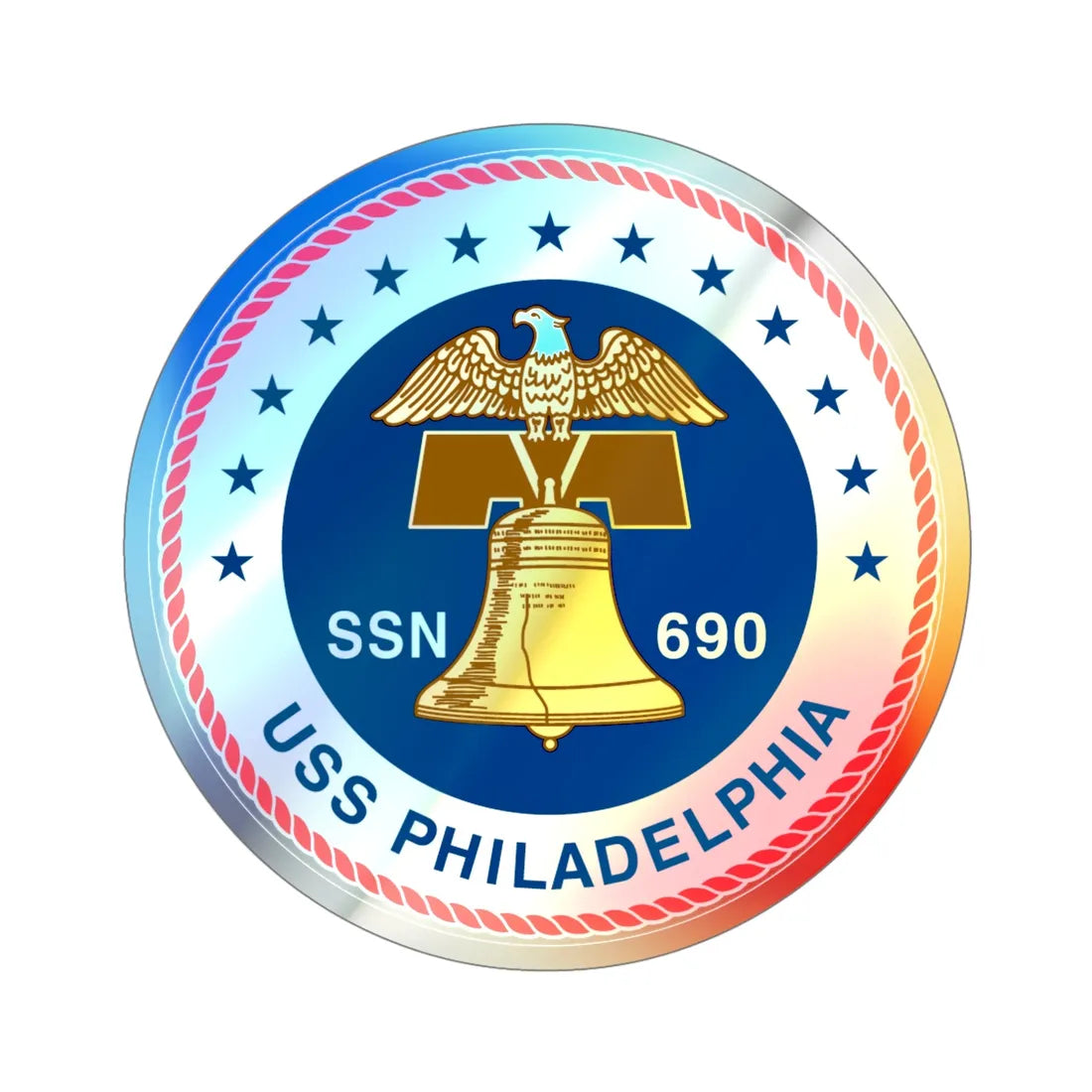 USS Philadelphia (U.S. Navy) Holographic STICKER Die-Cut Vinyl Decal 5 Inch Holographic - The Sticker Space