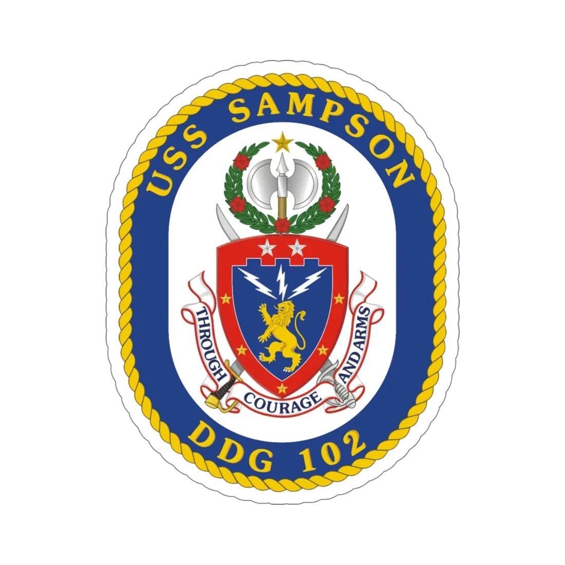 USS Sampson DDG 102 (U.S. Navy) STICKER Vinyl Die-Cut Decal 5 Inch - The Sticker Space