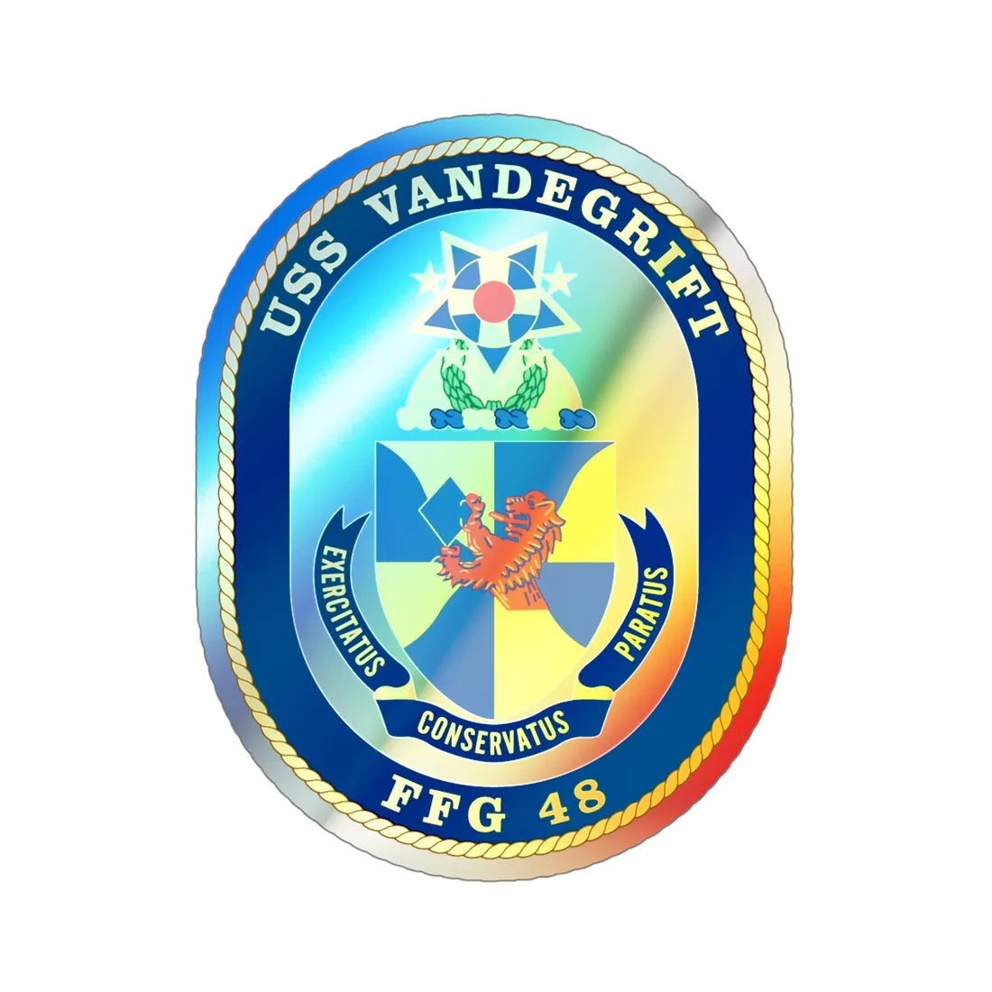 USS Vandegrift FFG 48 v2 (U.S. Navy) Holographic STICKER Die-Cut Vinyl Decal 5 Inch Holographic - The Sticker Space