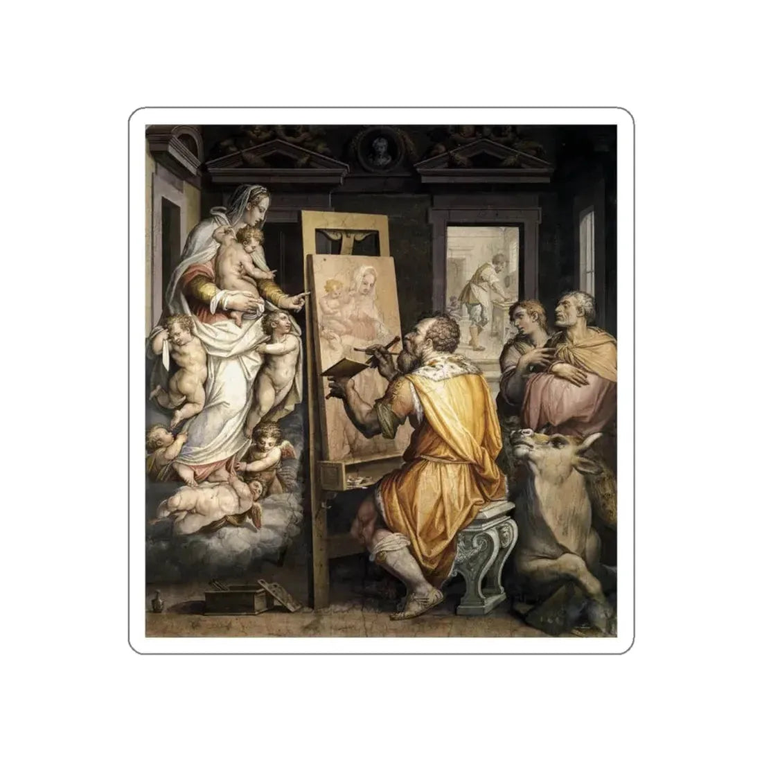 VASARI, Giorgio - St Luke Painting the Virgin (Artwork) STICKER Vinyl Die-Cut Decal White Die-Cut 6 Inch - The Sticker Space