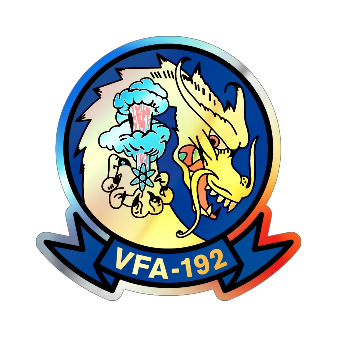 VFA 192 Golden Dragons (U.S. Navy) Holographic STICKER Die-Cut Vinyl Decal 5 Inch Holographic - The Sticker Space