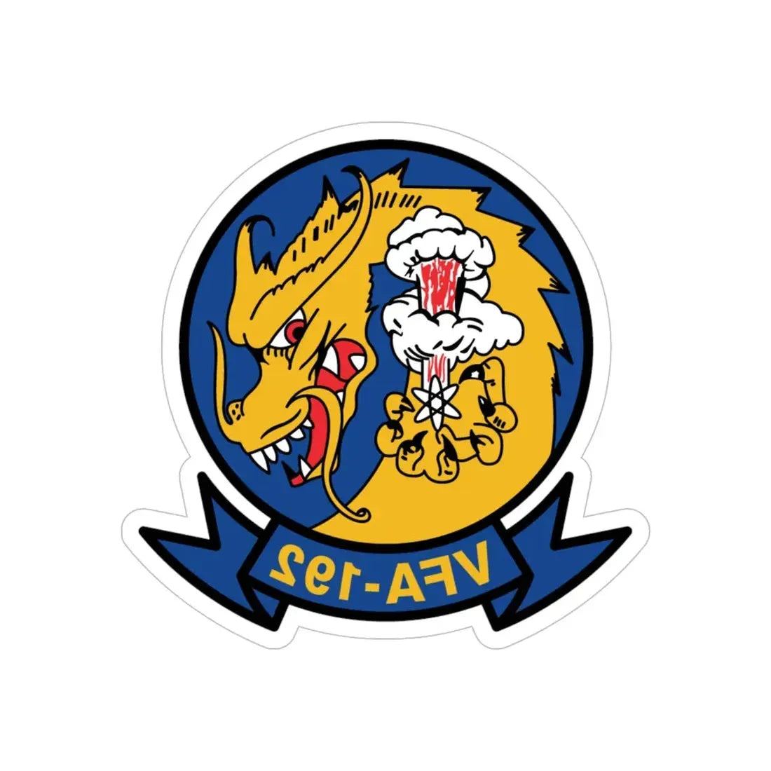 VFA 192 Golden Dragons (U.S. Navy) REVERSE PRINT Transparent Die-Cut STICKER 5 Inch Die-Cut Transparent - The Sticker Space
