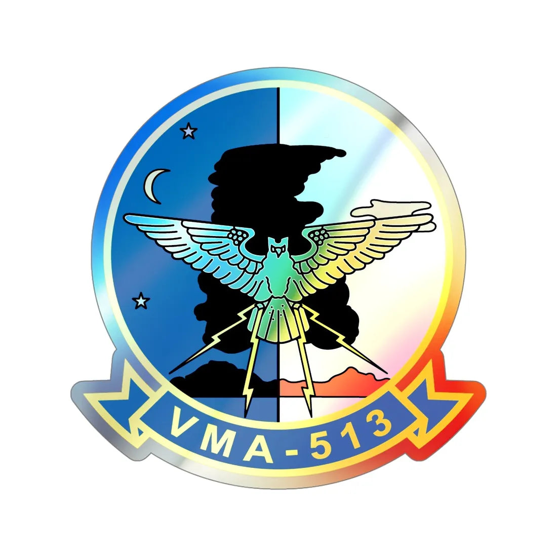 VMA 513 (USMC) Holographic STICKER Die-Cut Vinyl Decal 5 Inch Holographic - The Sticker Space