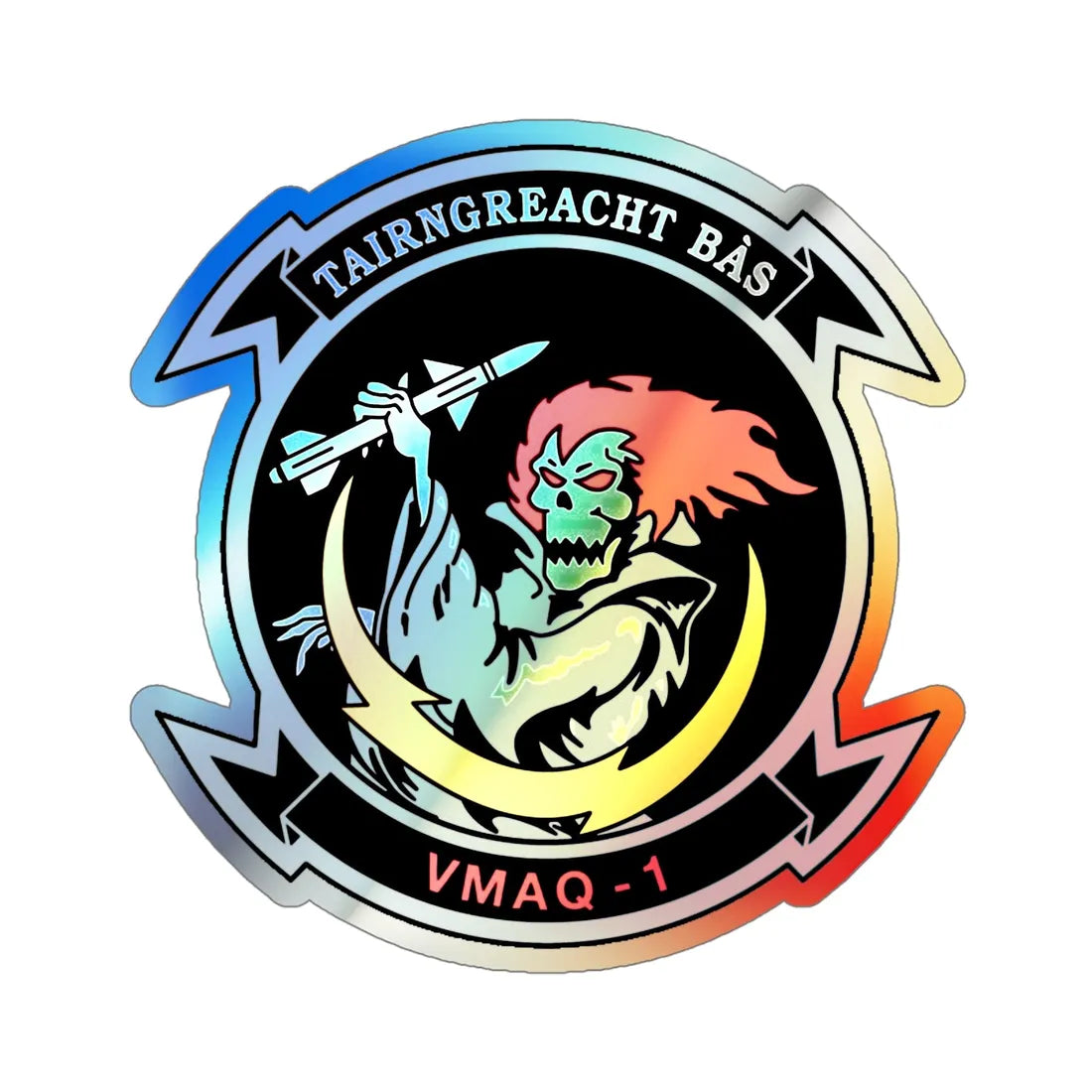 VMAQ 1 Marine Tactical Electronic Warfare Squadron 1 (USMC) Holographic STICKER Die-Cut Vinyl Decal 5 Inch Holographic - The Sticker Space