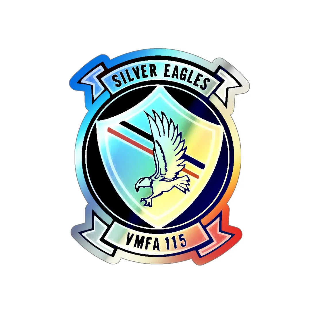 VMFA 115 Silver Eagles (USMC) Holographic STICKER Die-Cut Vinyl Decal 5 Inch Holographic - The Sticker Space