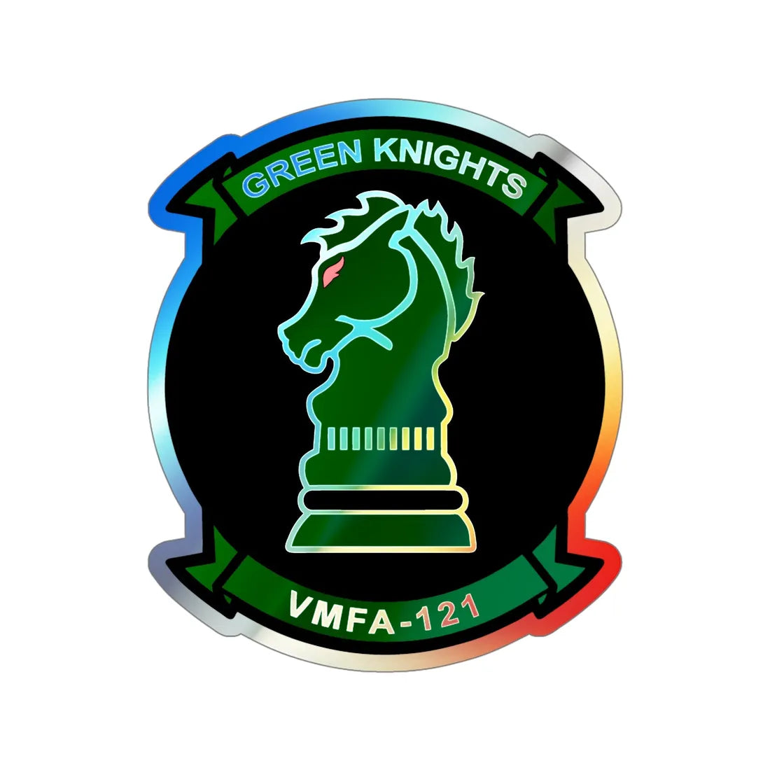 VMFA 121 Green Knights (USMC) Holographic STICKER Die-Cut Vinyl Decal 5 Inch Holographic - The Sticker Space