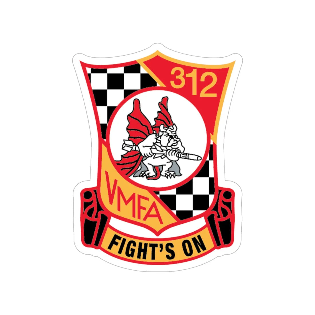 VMFA 312 Fight's On (USMC) Transparent STICKER Die-Cut Vinyl Decal 5 Inch - The Sticker Space