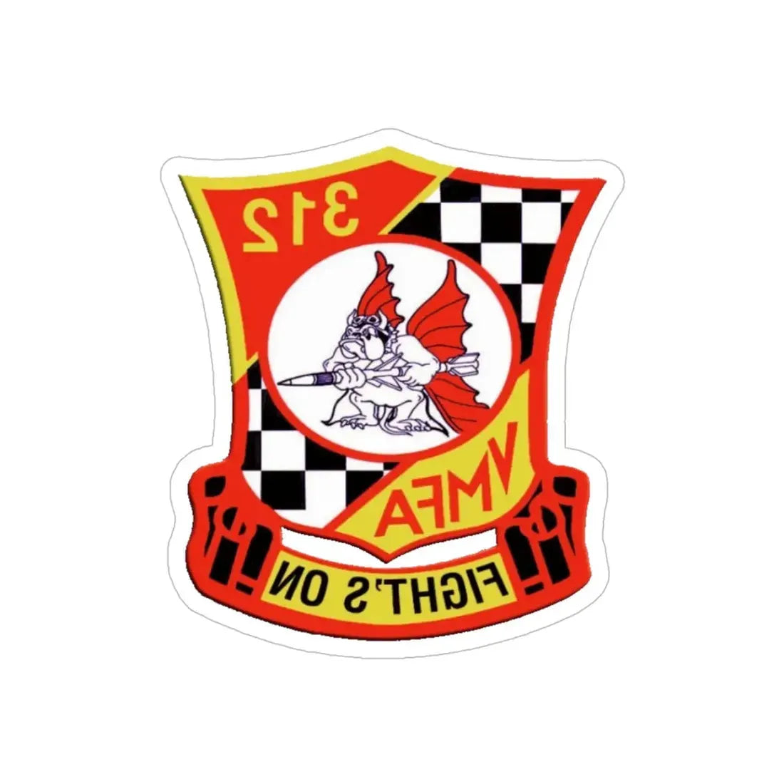 VMFA 312 Marine Fighter Attack Squadron 312 (USMC) REVERSE PRINT Transparent Die-Cut STICKER 5 Inch Die-Cut Transparent - The Sticker Space
