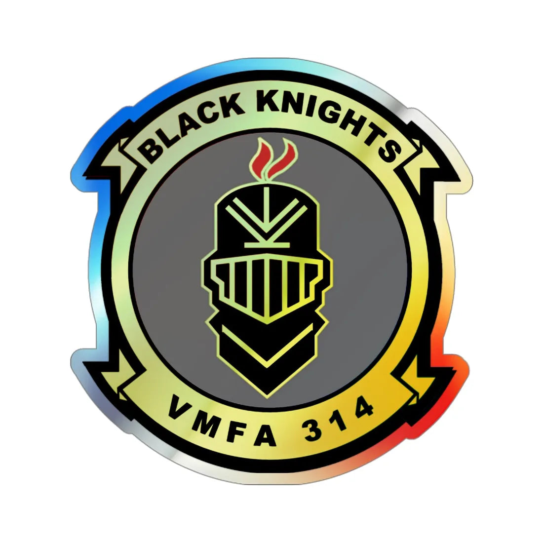 VMFA 314 Marine Fighter Attack Squadron 314 Black Knights (USMC) Holographic STICKER Die-Cut Vinyl Decal 5 Inch Holographic - The Sticker Space