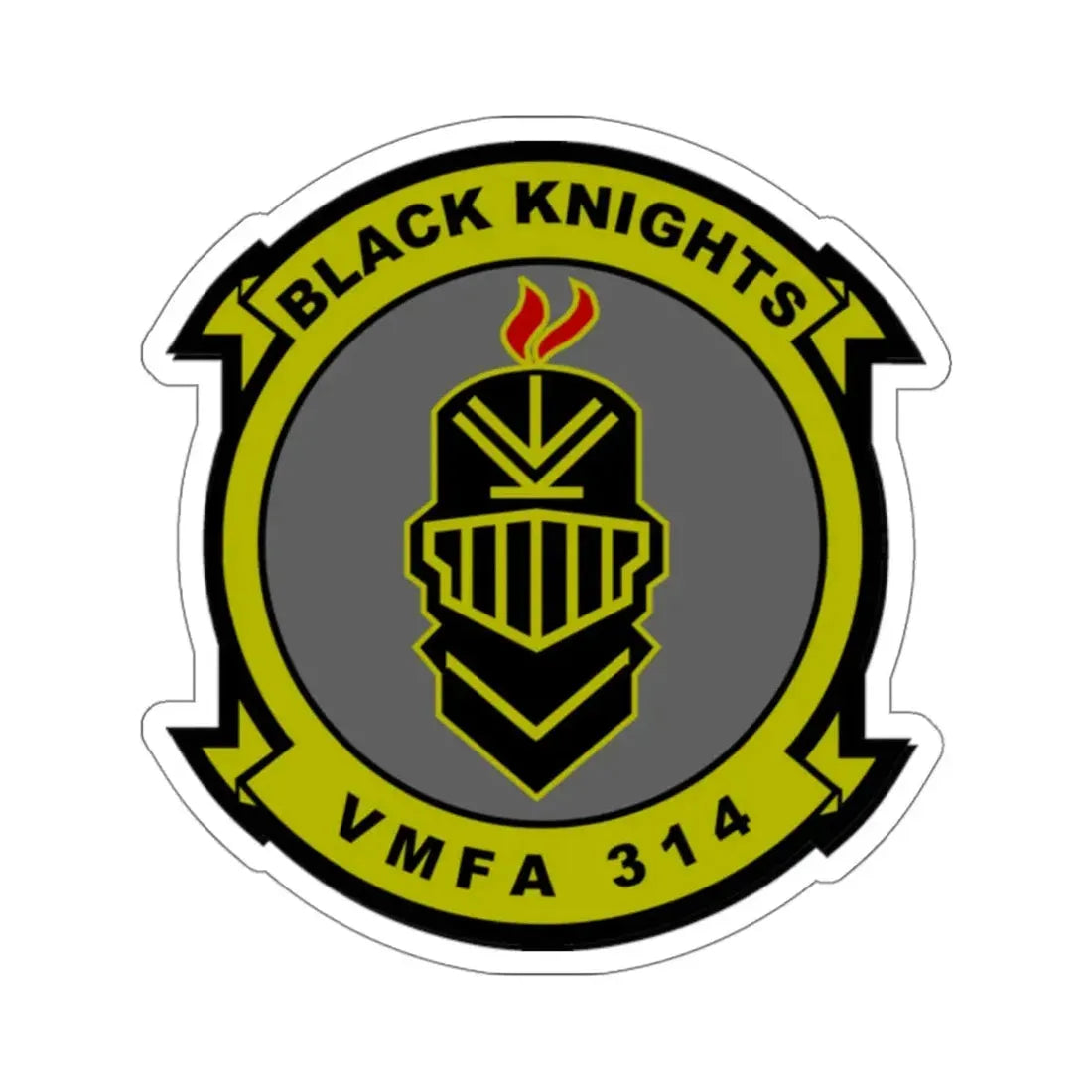 VMFA 314 Marine Fighter Attack Squadron 314 Black Knights (USMC) STICKER Vinyl Kiss-Cut Decal 6 Inch White - The Sticker Space