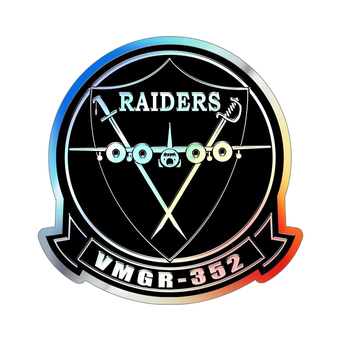 VMGR 352 Raiders (USMC) Holographic STICKER Die-Cut Vinyl Decal 5 Inch Holographic - The Sticker Space