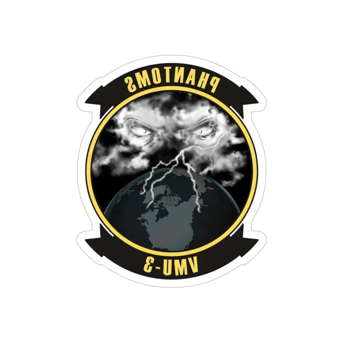 VMU 3 Phantoms (USMC) REVERSE PRINT Transparent Die-Cut STICKER 5 Inch Die-Cut Transparent - The Sticker Space