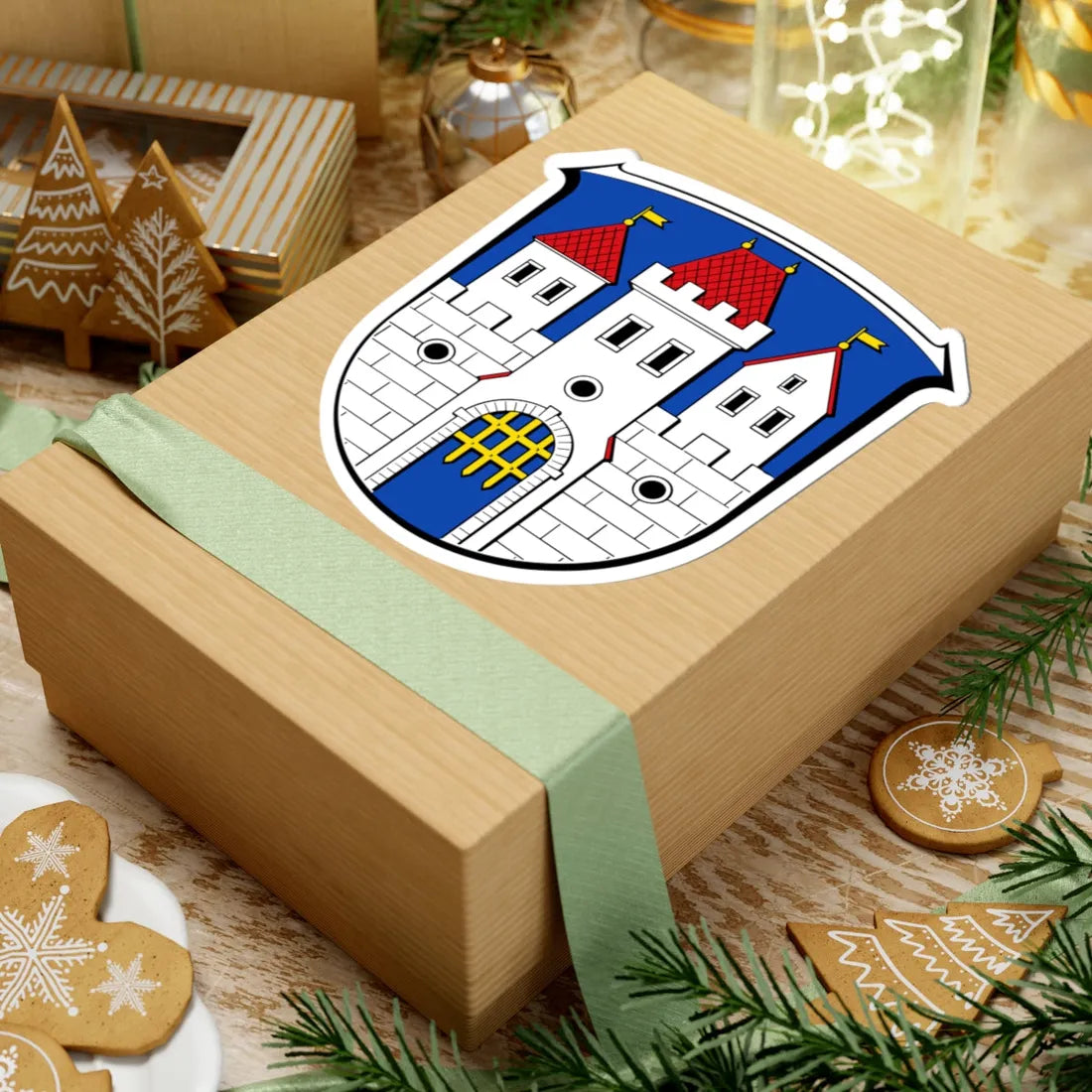 Wappen Fischbachtal (Germany) (Coat of Arms) STICKER Vinyl Kiss-Cut Decal - The Sticker Space