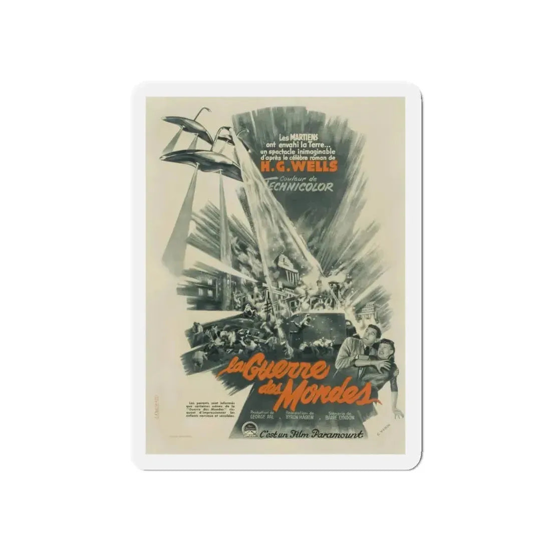 WAR OF THE WORLDS (FRENCH) 1953 Movie Poster - Refrigerator Magnet 5 Inch Die-Cut - The Sticker Space