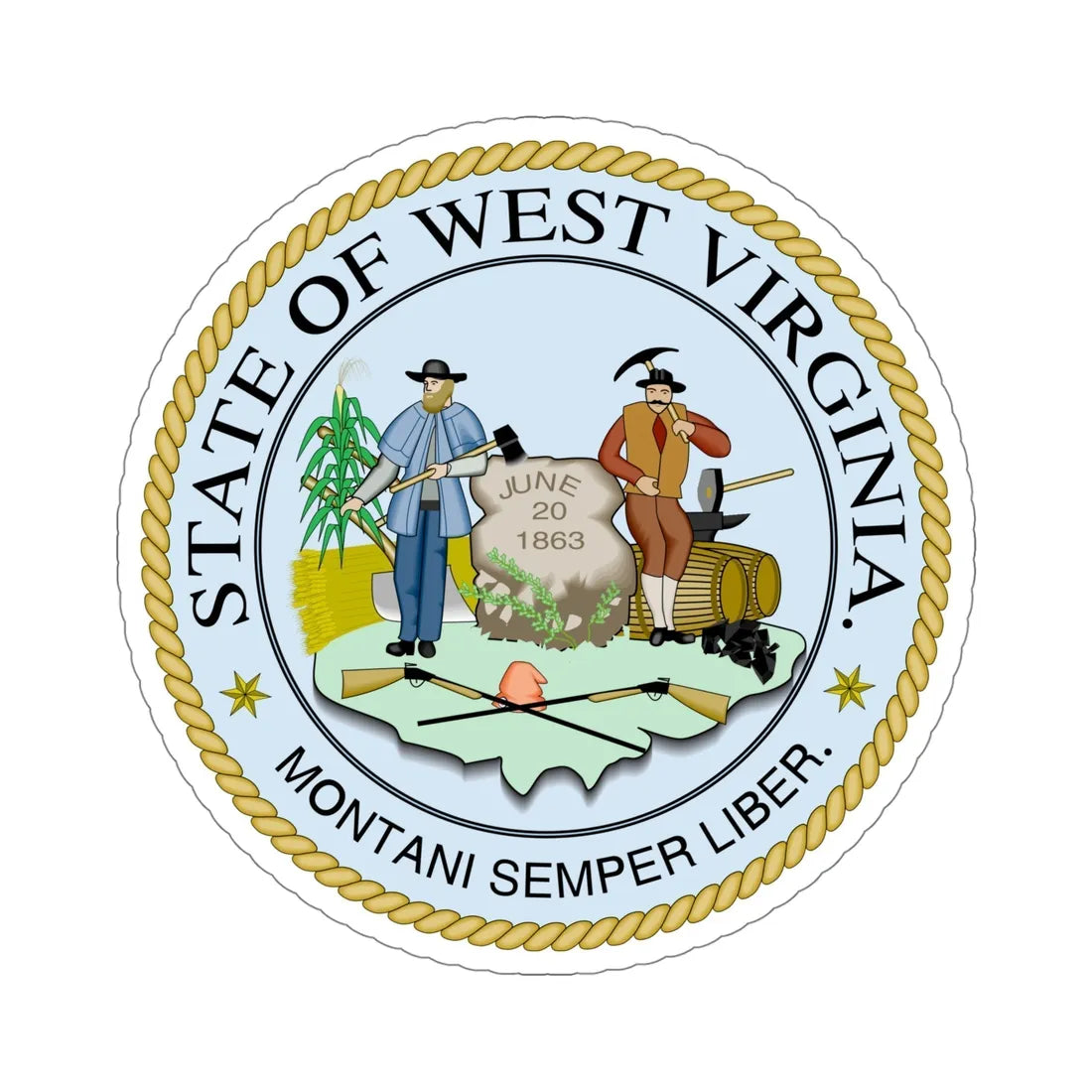 West Virginia State Seal STICKER Vinyl Die-Cut Decal 5 Inch - The Sticker Space